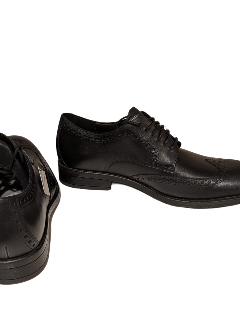 Cole Haan Black Leather Wingtip Derby Shoes - Picture 7 of 9